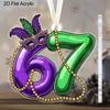 Mardi Gras Number 67 Acrylic Ornament, Festive Hanging Decor for Mardi Gras Celebrations, Party Favors, Home Wall Decor,Carnival Themed Event Supplies