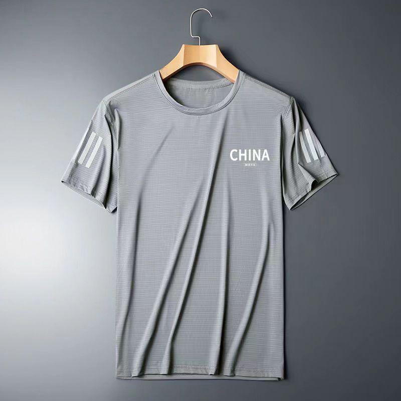 

Мужская быстросохнущая летняя футболка из сетки Ice Silk - с короткими рукавами, универсальная, американский круглый вырез, спортивный стиль 4XL