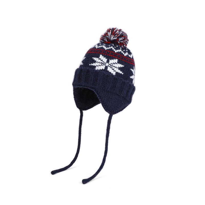 

Boys Girls Warm Knit Hat With No Brim And Ear Guard For Winter Outdoor Wear темно-синий