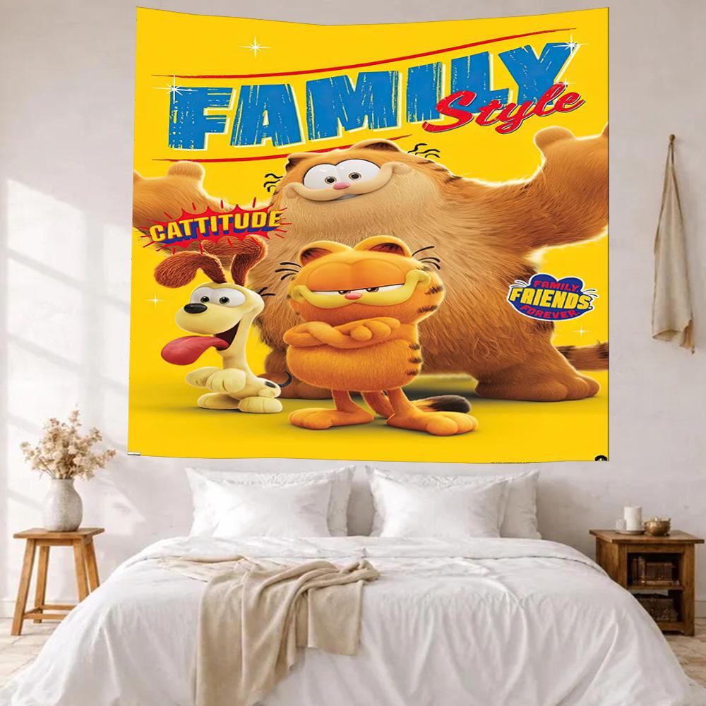 Garfield Comics Adventure Wall Decor Tapestry Art For Pet Memorial Birthdaywedding Party Backdrop Family Gift