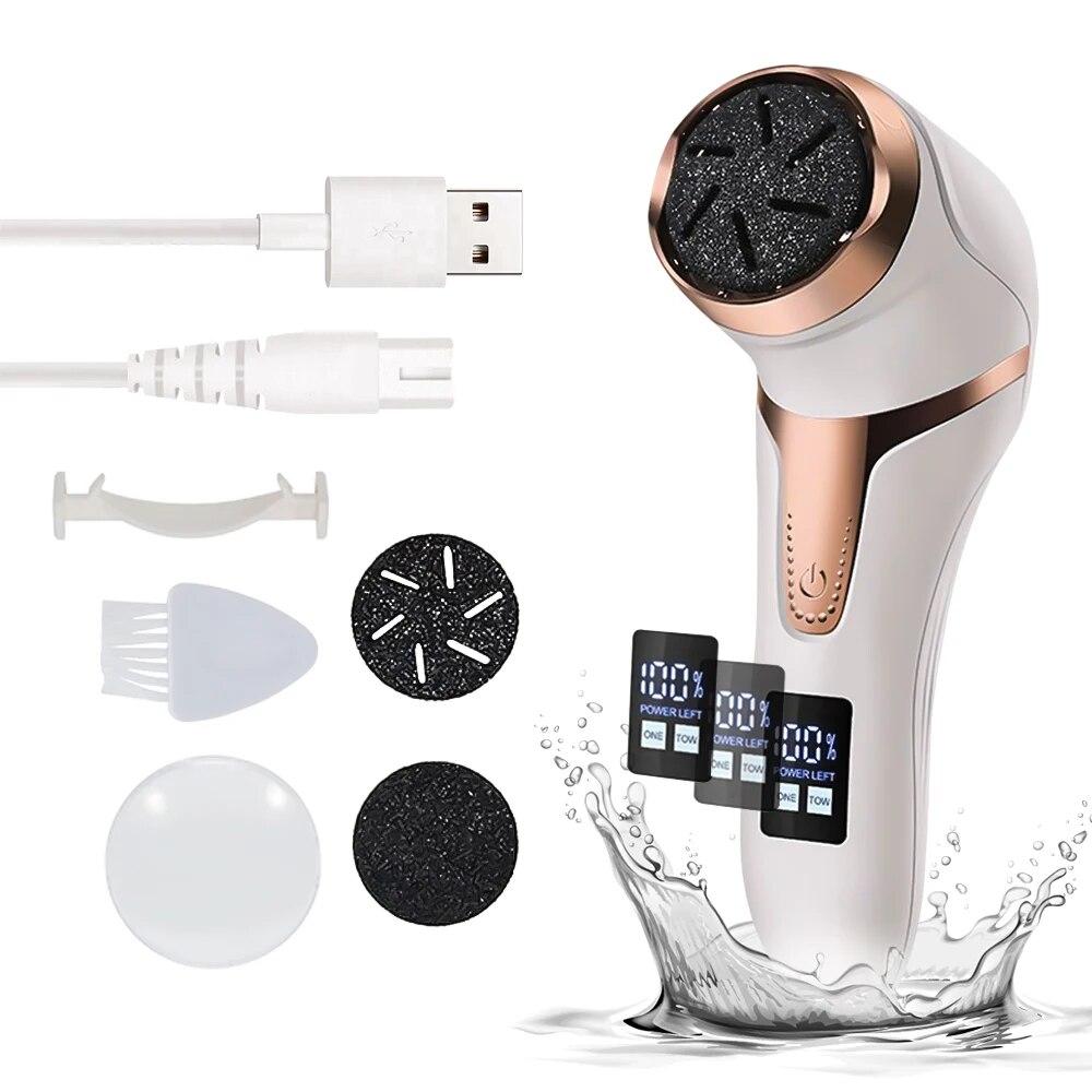 Elektrisches Fuß-Hornhautentferner-Set, wiederaufladbare Hornhautentferner, tragbare Fußfeile für tote, harte, rissige, trockene Haut, Pediküre-Werkzeuge