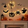 Halloween Home Decorations Pumpkin Hanging Decor, Non-Woven Ghost Ornament with Light String, Spooky Party Door Wall Decor for Scene, Trick