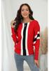 2023 Fall/Winter Women's Plus Size Ribbed Batwing Sweater - One-Shoulder Loose Striped Top
