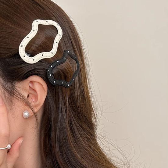 2Pcs Girl Hairpins Dot Print Star Cloud Shape Imitation Leather Hair Clips Non-Slip Stable BB Clips Hair Accessories