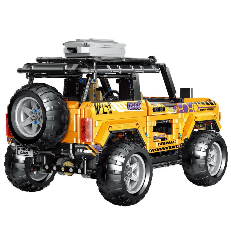 MOC Set Gifts Kids Toys Yellow Wild Horse Trail Blazers Off Road SUV Car Vehicle Model Building Blocks Technical Bricks