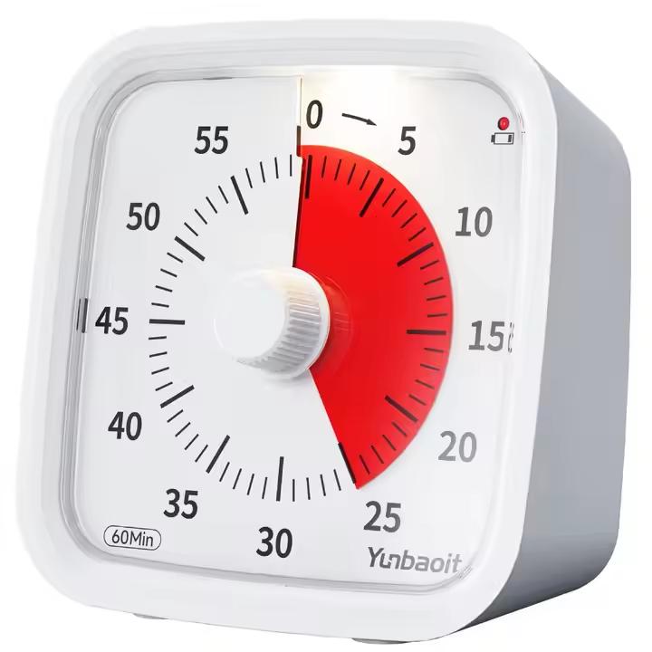 Yunbaoit 60-Minute Silent Clock Kids Study Timer Classroom Kitchen Office Portable Time Timer Google Countdown Visual Timer