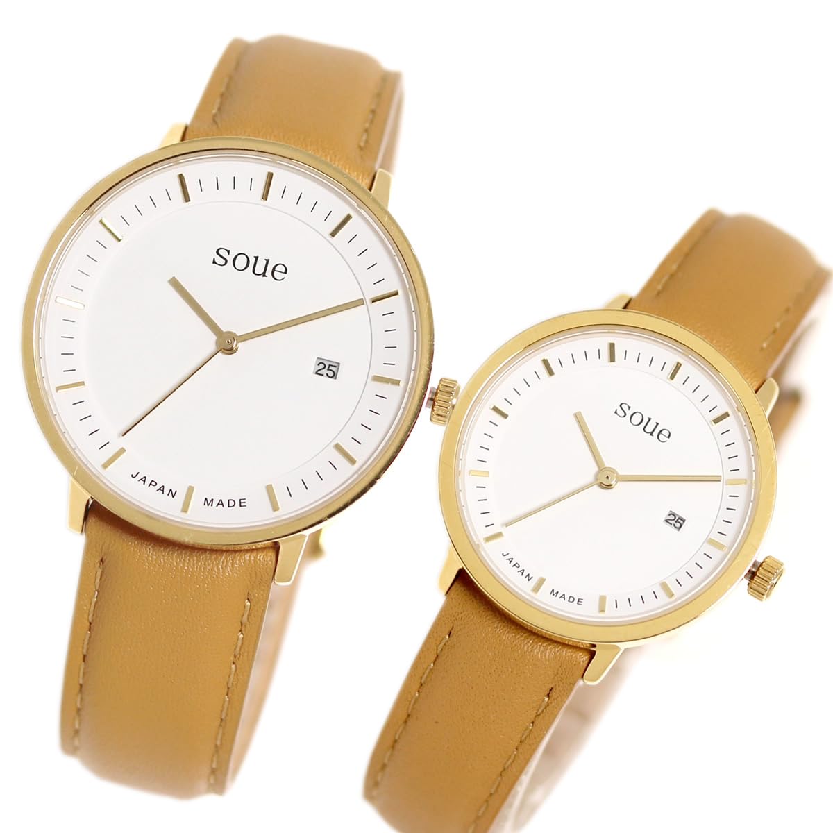 

Soue Pair Watch A Basics Pair Watch Pair Couple Couple 38mm x 30mm Size Leather Strap Leather Band Camel White Dial [Sou] Women s Men s чорний