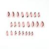 24Pcs/Set Quick Nails Pink Brown Stitching Waves False Nials Sticker Wearable Waterproof Manicure Finished Nails