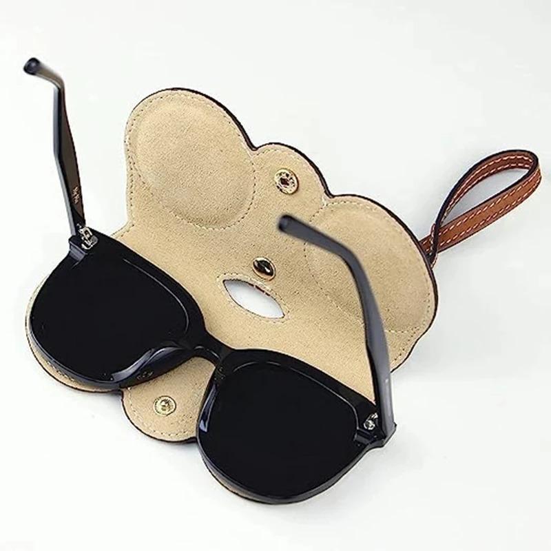 Litchi Embossed Glasses Cover Cute Hanging PU Leather Sunglasses Reading Glasses Storage Bag Portable Travel Eyewear Holder