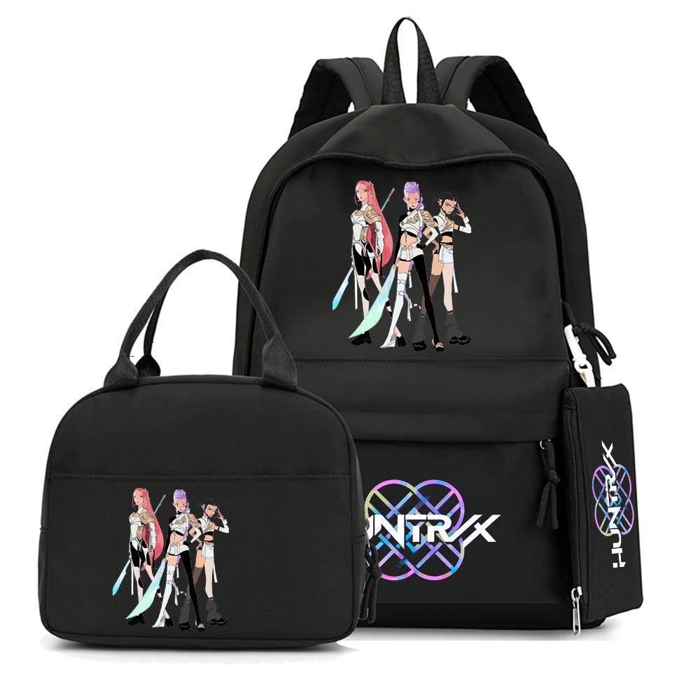 4Pcs/set Anime K-Pop Printed Backpack with Pencil Case Handbag for Teenager Student Boy Girl Bookbag Schoolbag Large Capacity Travel Bag Rucksak