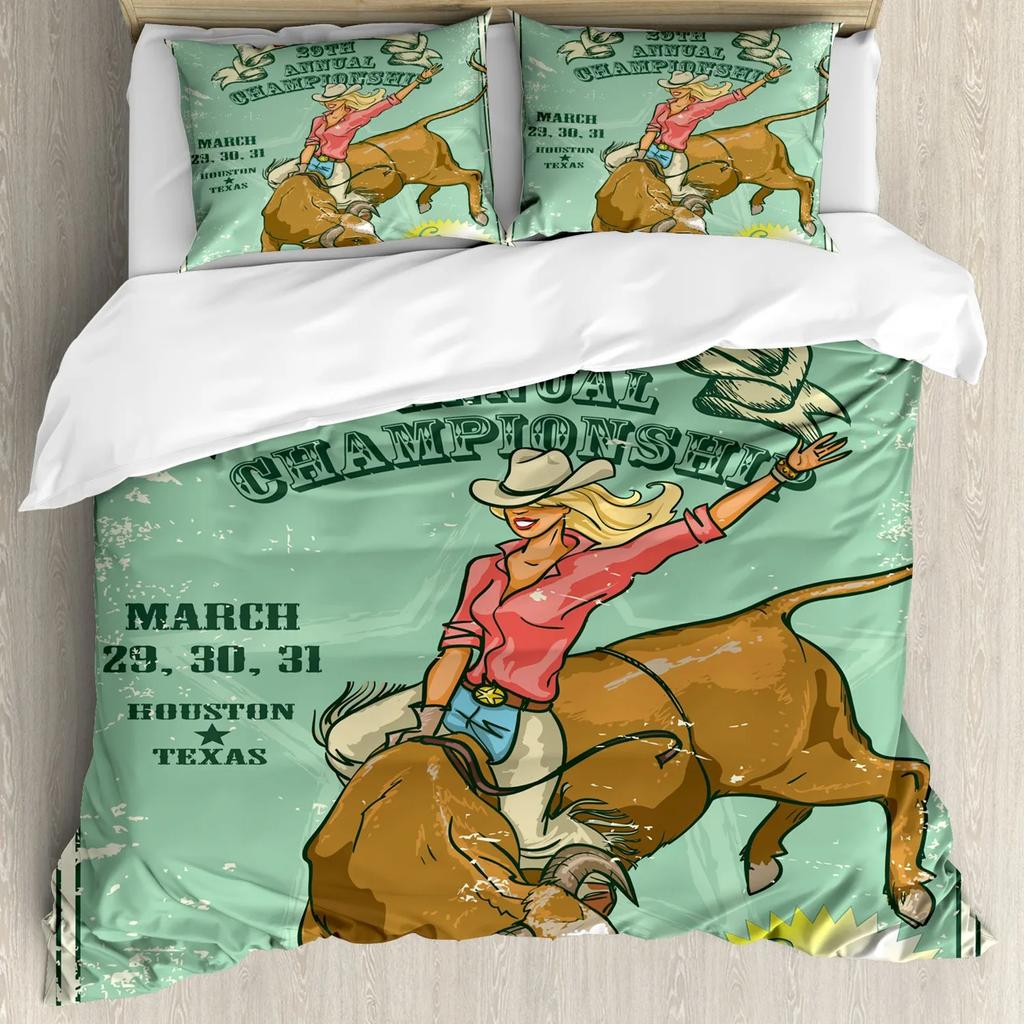 Western Duvet Cover Set American Cowgirl Leather Boots Rustic Wild West Theme Cultural Double Queen King Polyester Qulit Cover