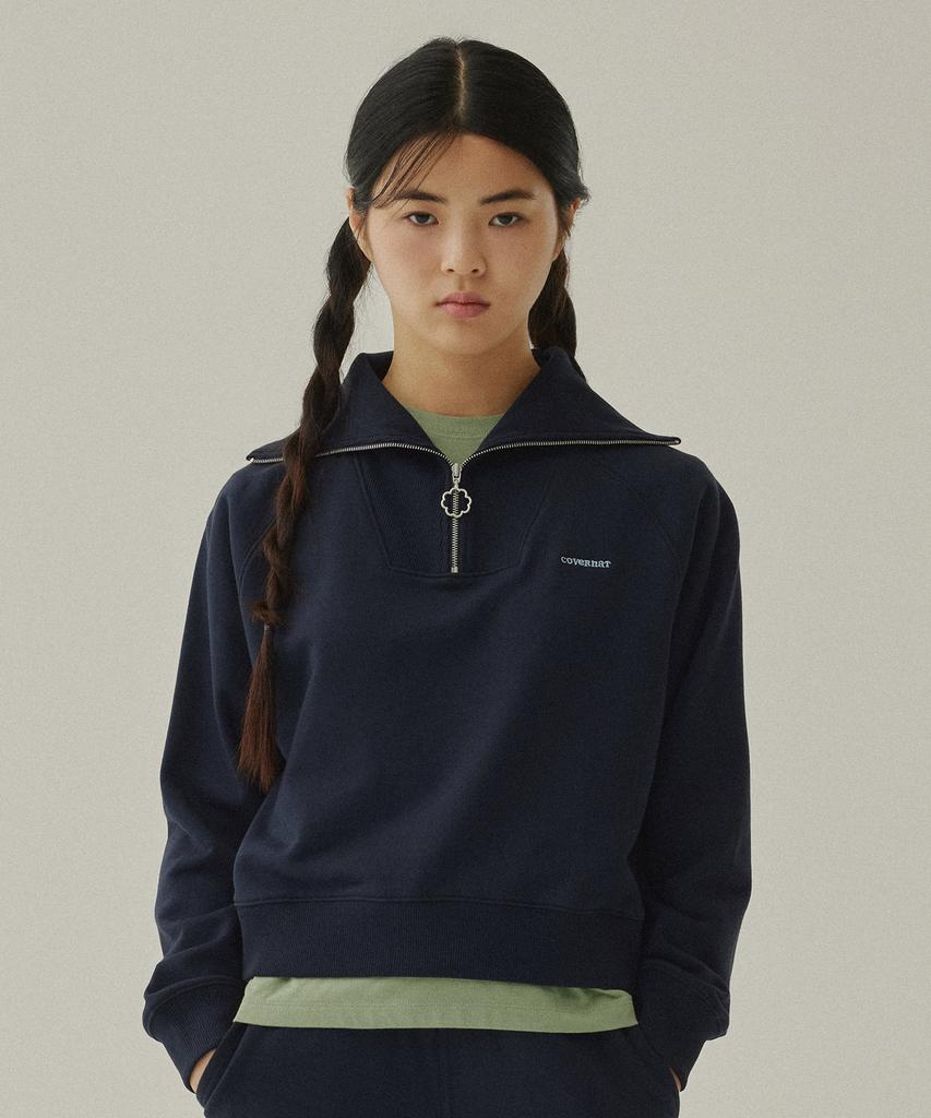 COVERNAT WOMAN Half Zip Sweatshirt Navy