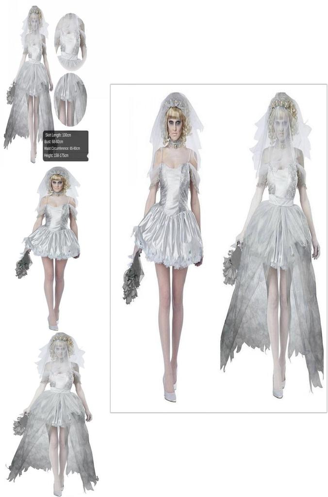 Halloween Ghost Bride Dress Costume For Women Role Play Party Cosplay