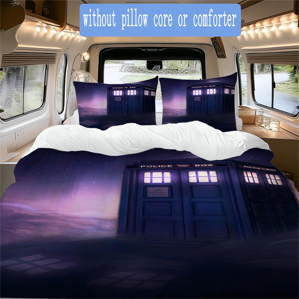 Dark-themed Doctor Who Pattern Bedding,Quilt Set Quilt Cover Pillowcase Home Birthday Gift (1*duvet Cover+2*pillowcase,without core)NSJT0928195