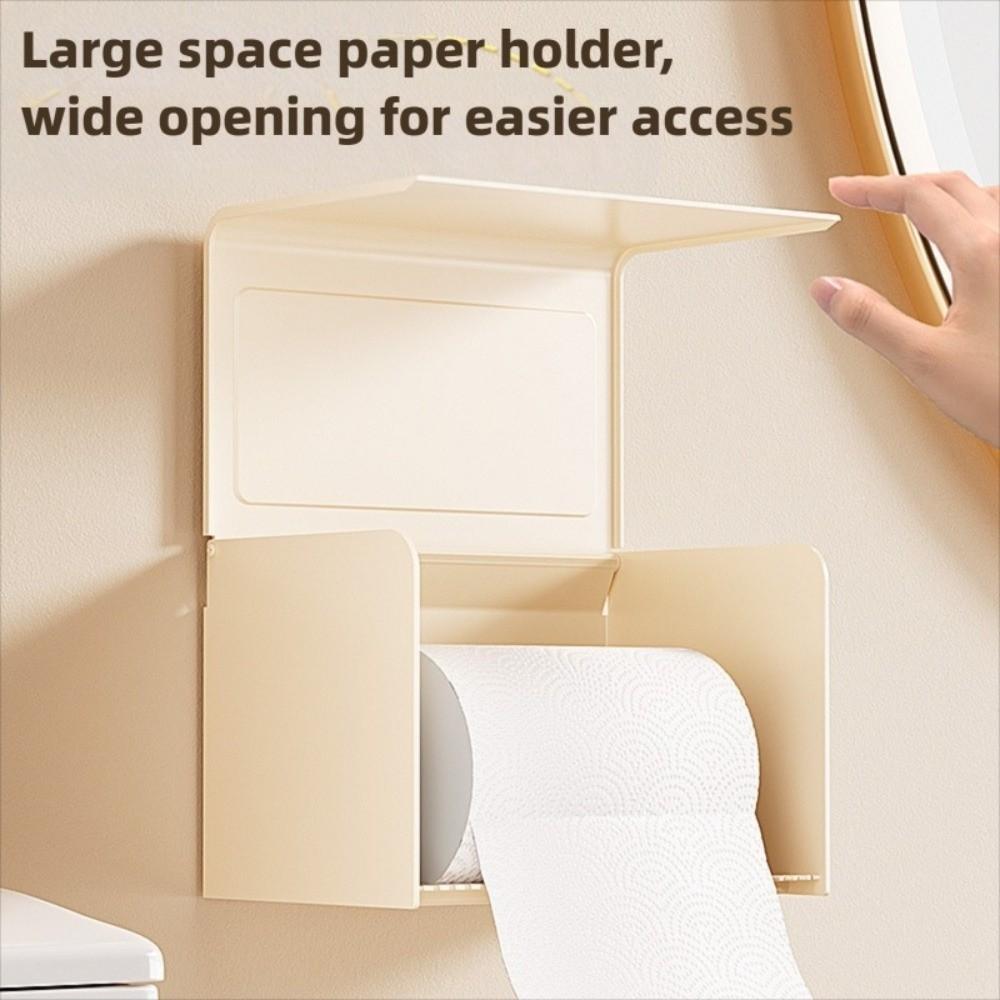 Wall Mounted Toilet Paper Box Waterproof Storage Shelf Organizer Dust-proof Phone Holder  Office
