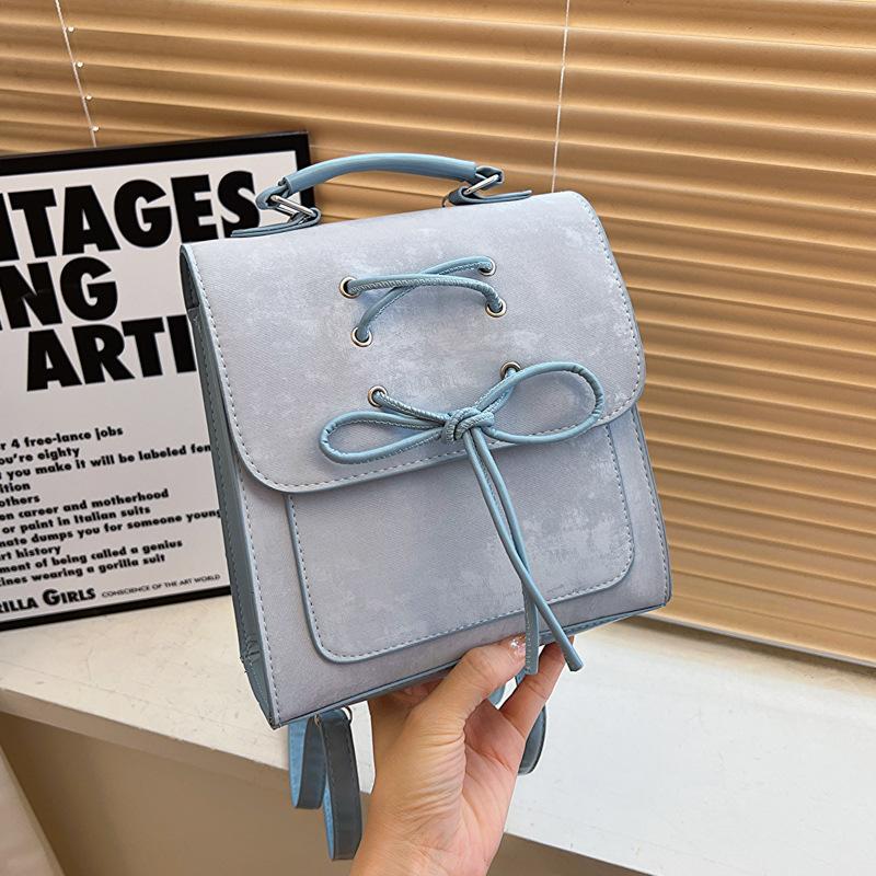 

Women s bag premium pink small backpack 2025 autumn new Korean version commuting travel school bag women s backpack синий