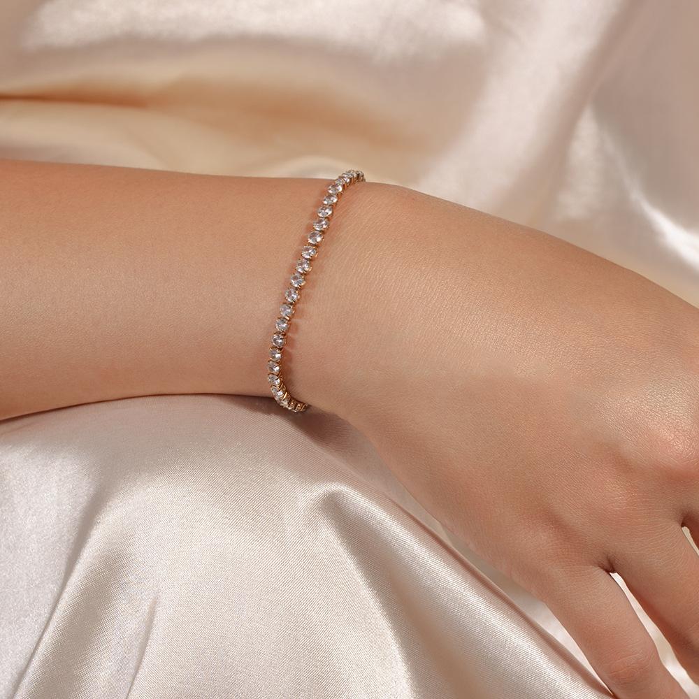 Stylish And Simple Niche Temperament Jewelry Stainless Steel Gold-Plated Micro-Inlaid Zircon Chain Necklace Women