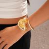Zinc Zinc Alloy Gold Silver Flower Wide Open Bangle Metal Irregular Exaggerated Bracelet  Girls
