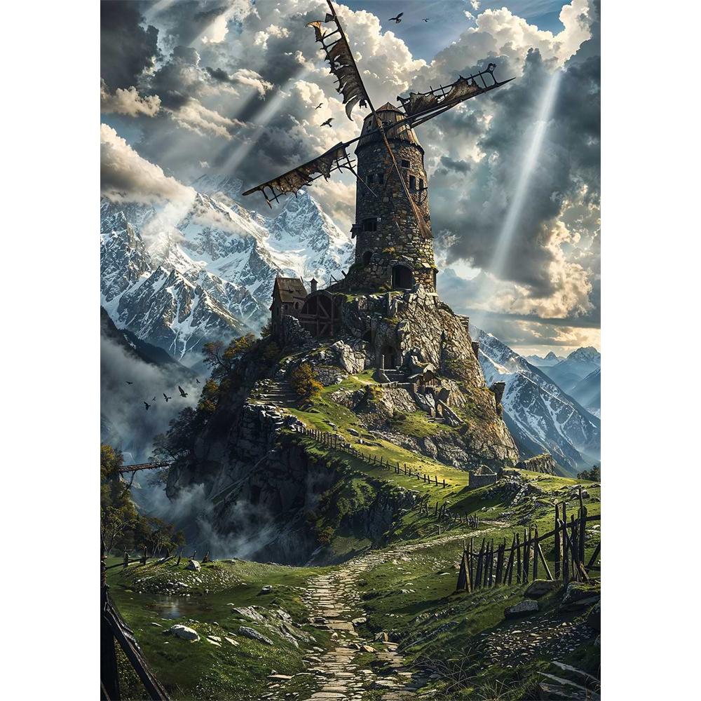 Fantasy Forest Castle Dark Academy Magic Witch Canvas Diamond Painting Wall Art Picture Living Room Home Decor