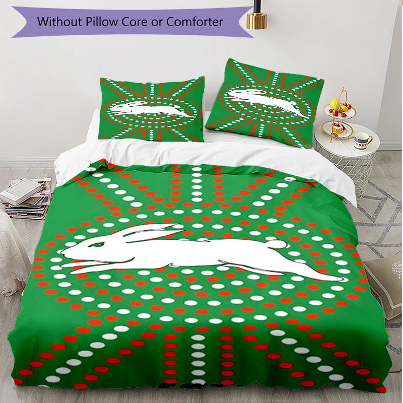 3pcs Duvet Cover Set (1*Duvet Cover + 2*Pillowcase, Without Core), South Sydney Rabbitohs Print Soft All‑Season Bedding Set, Home Bedroom Decor Gift