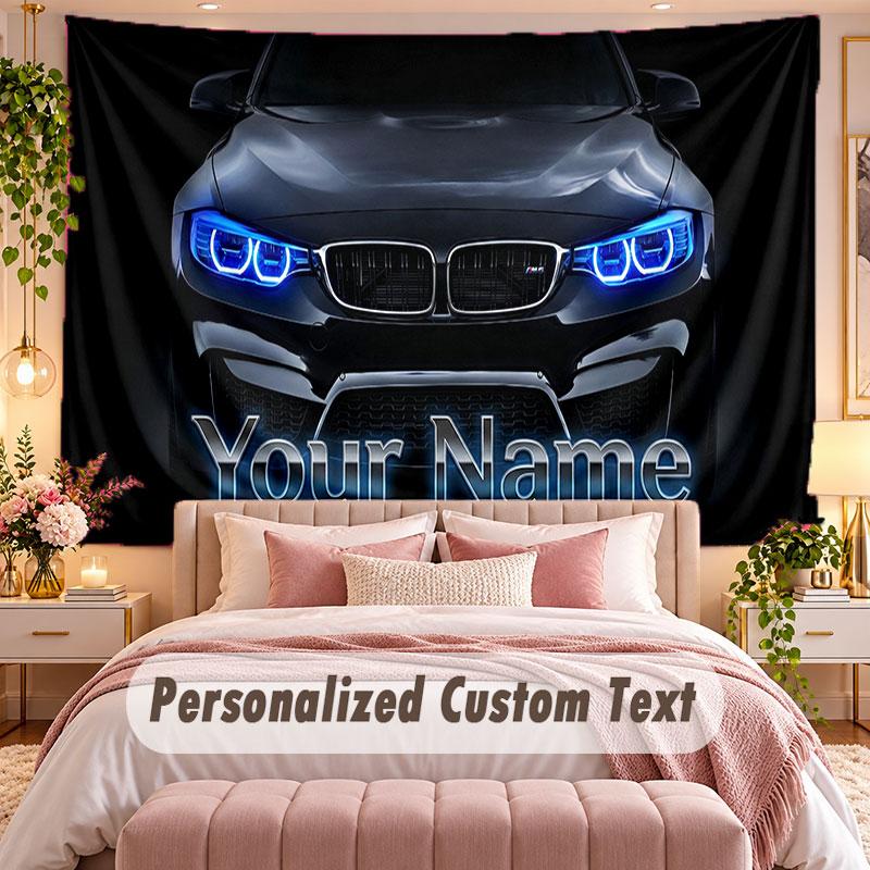 Car Racing (130) Theme Wall Tapestry Customized With Name Text Personalized Hanging Tapestry For Bedroom Living Room Decor