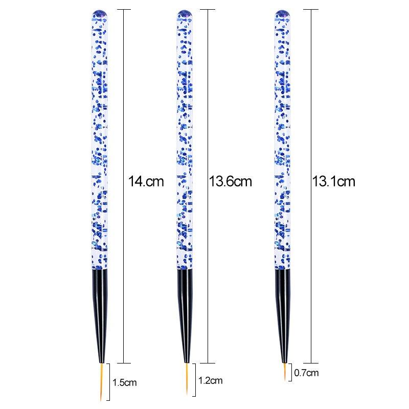 3 buc./set Nail Art Line Painting Pen Slim 3D Tips Set de perii cu gel UV acrilic pentru manichiura