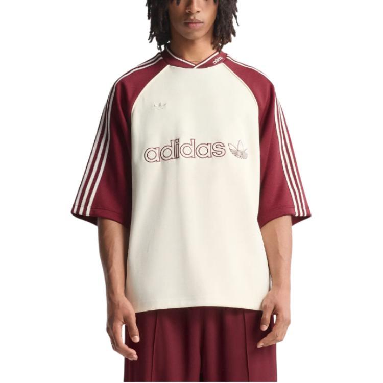 adidas Originals Striped Logo Oversized Short Sleeve T-Shirt Men Tops Off-White JV7600