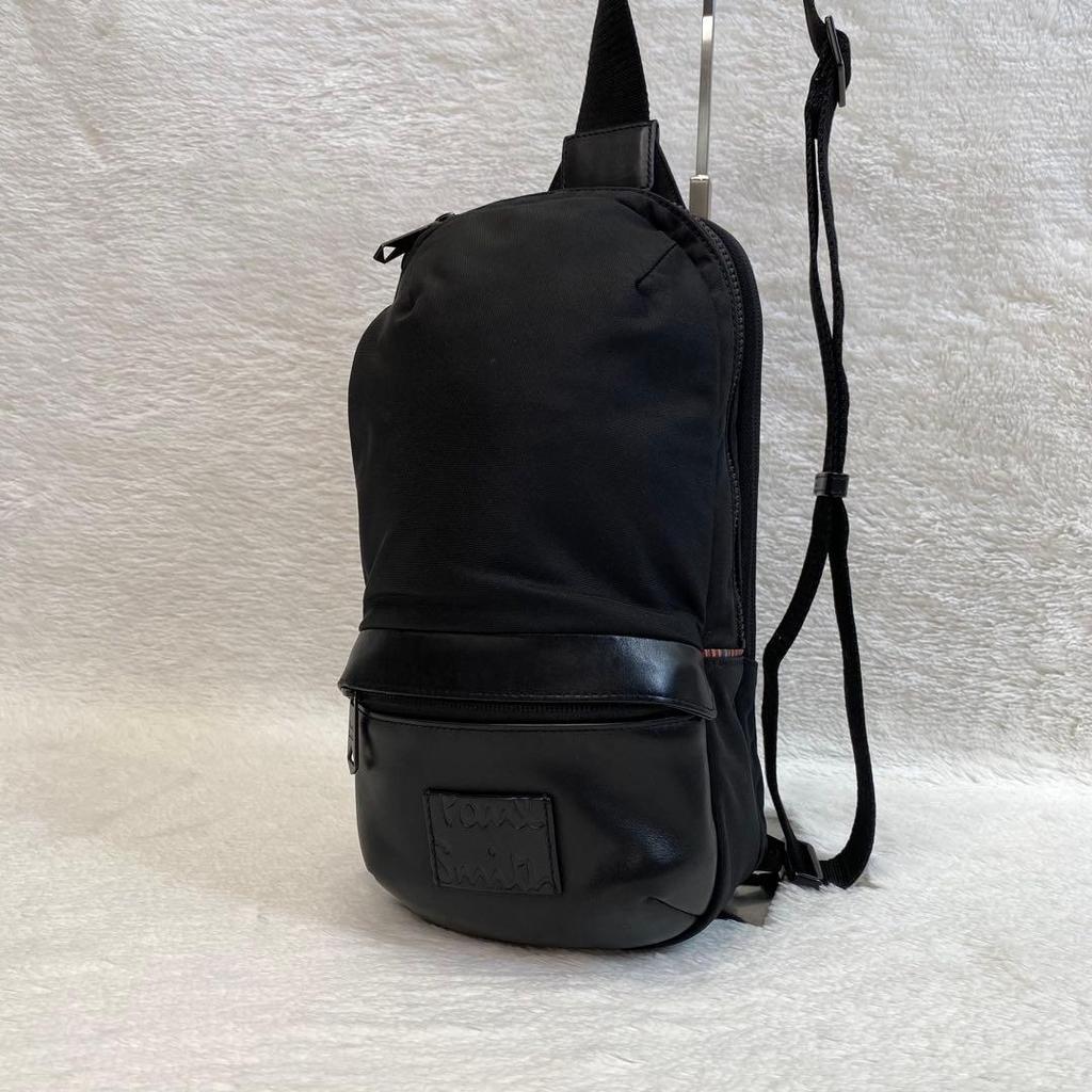 Used [Extremely Good Condition] Paul Smith Body Bag Leather Nylon Multi-Striped Super Rare