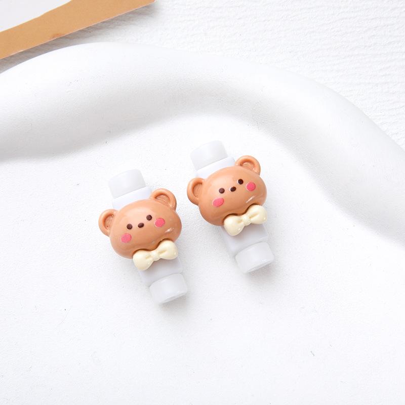 2Pcs Charger Cable Winder Protector White Bear Cartoon Saver Data Line Protective Case Earphone Cord Sleeve Cover Wire Organizer