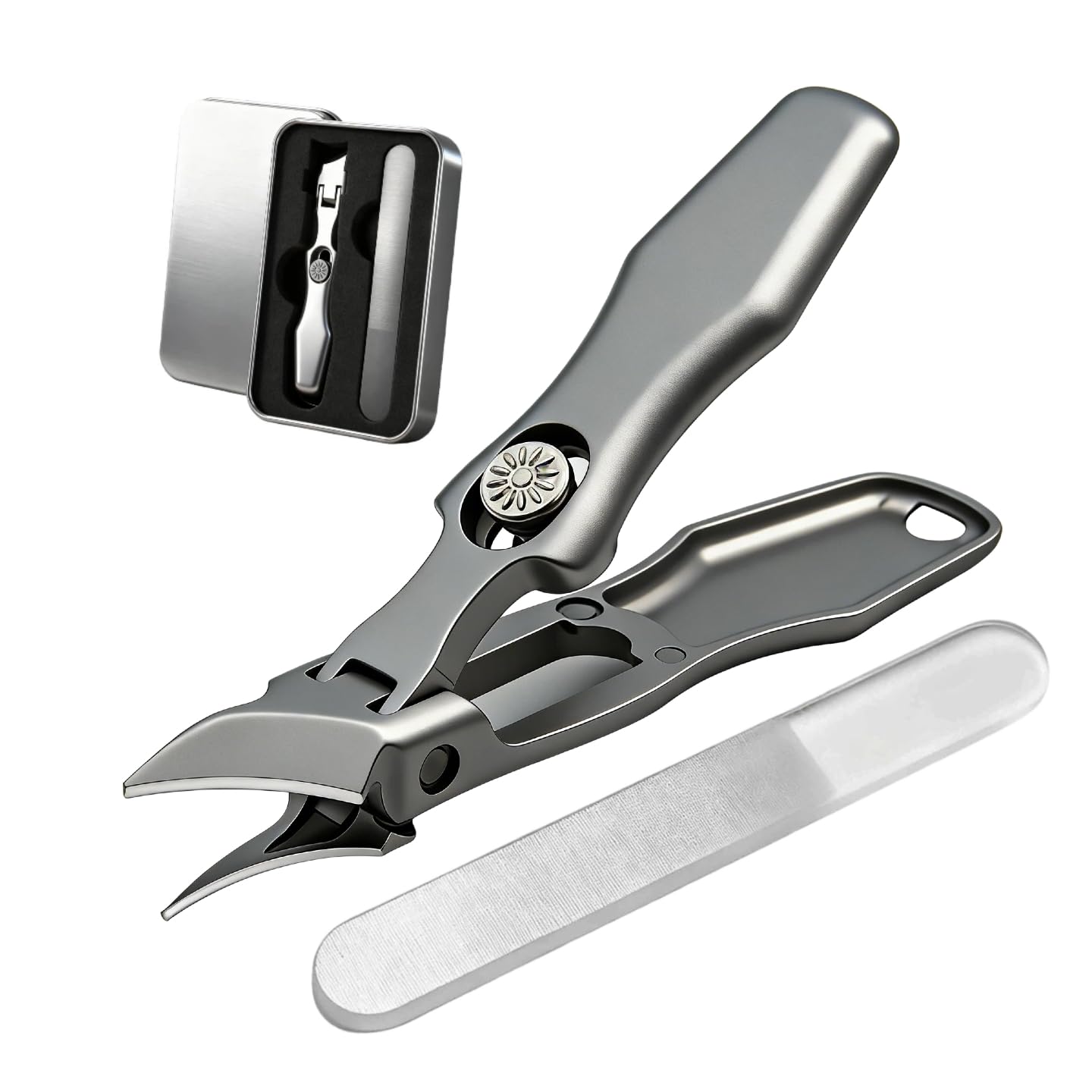 

Liangery Premium Angled Nail Stainless for Thick Sharp for Ingrown Foot Nail Extra Large Travel Hand Foot with Storage Case Clippers, Steel, Nails, серебряный