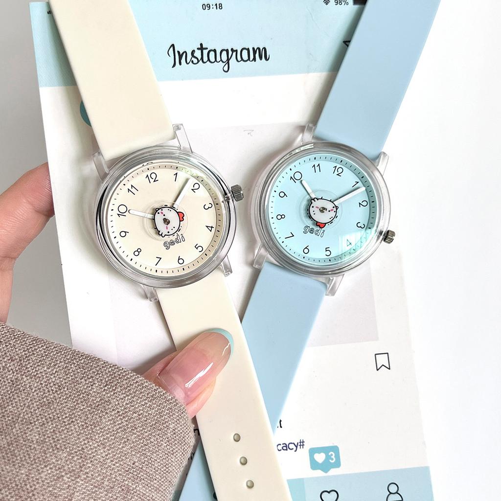Women'S Candy Color Silicone High-Value Fashionable Student Watch Small Cartoon Round Dial Women'S Gift Waterproof Watch