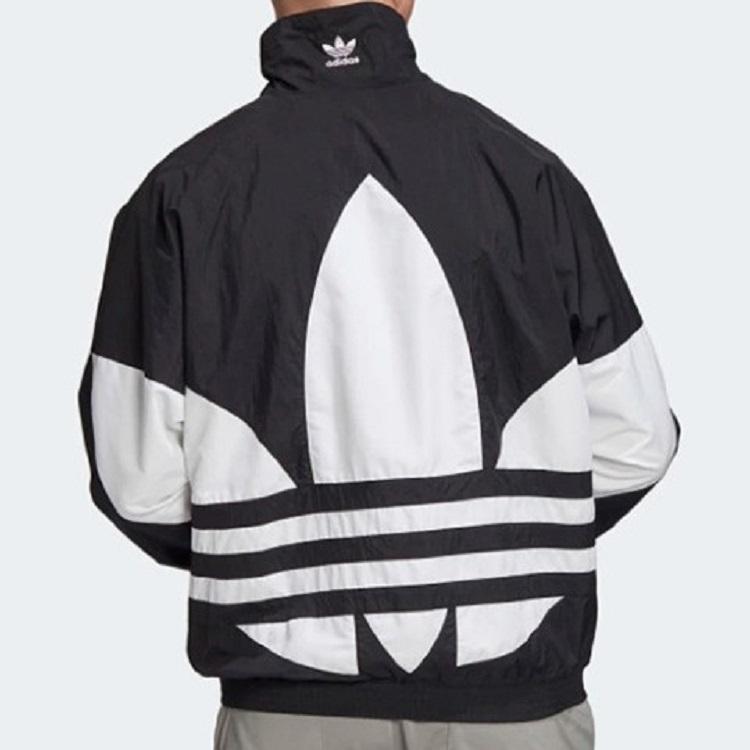 adidas Originals Felpa da Tuta Big Trefoil Blu Marino Notte Zip Intera Giacca Sportiva Retro Uomo Top Neri FM9892