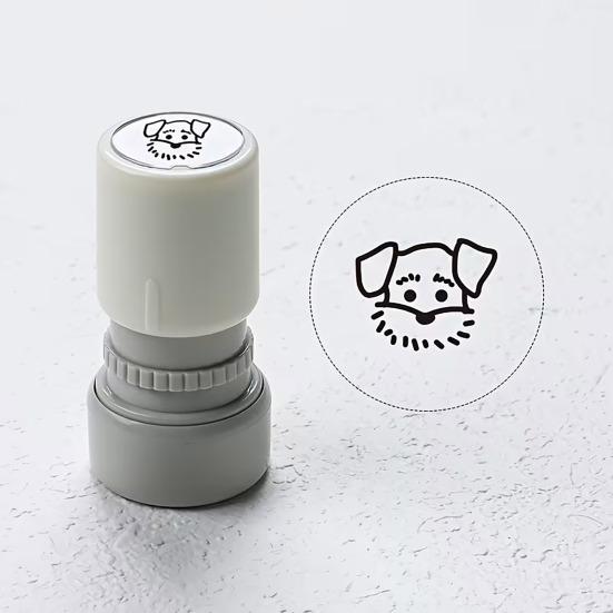 Cartoon Dog Self Inking Stamp Portable DIY Cards Envelopes Scrapbooking Pre-Inked Decorative Puppy Stamper Birthday