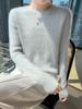 Women's Cashmere Sweater - Autumn Winter Solid Color Jacquard Round Neck Loose Knit 