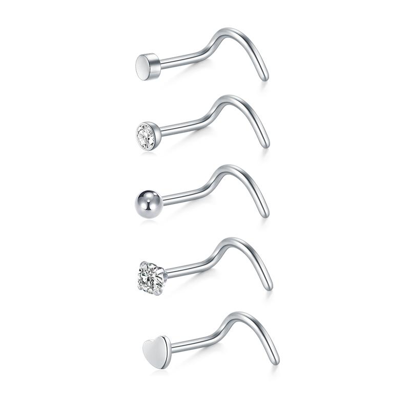 5/6/21 Stück 20G Nasenstecker Edelstahl Nasenflügelstecker Schrauben Nasenring Hoop Körperpiercing Silber Gold Farbe Herz Nasenstecker