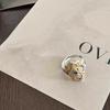 Enamel Burnt Blue Lace Eternal Bright Palace Open Ring Light Luxury Versatile Exquisite Oil Dripping Ring