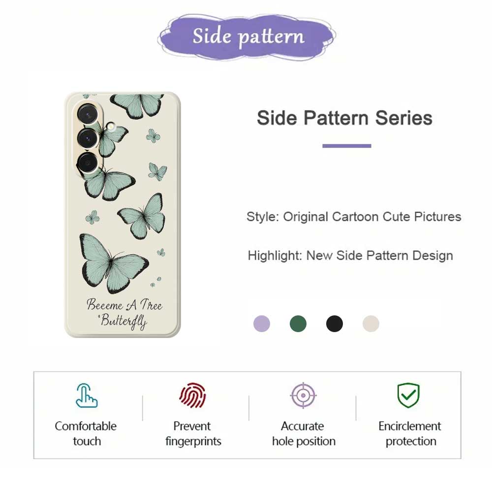 For Samsung Galaxy A36 5G Case Green Butterfly Pattern Printing Straight Edge TPU Phone Back Cover