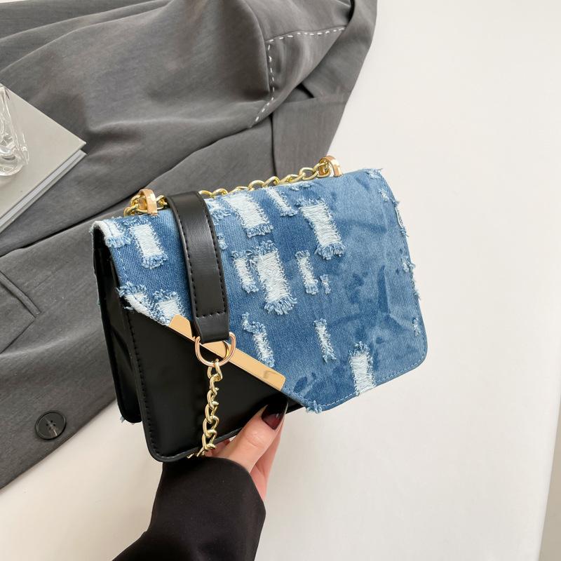 Trendy Denim Crossbody Bags for Women Shoulder Bag Fashi Versatile Chain Purse and Handbags Small Square Bag Designer Bag Sac