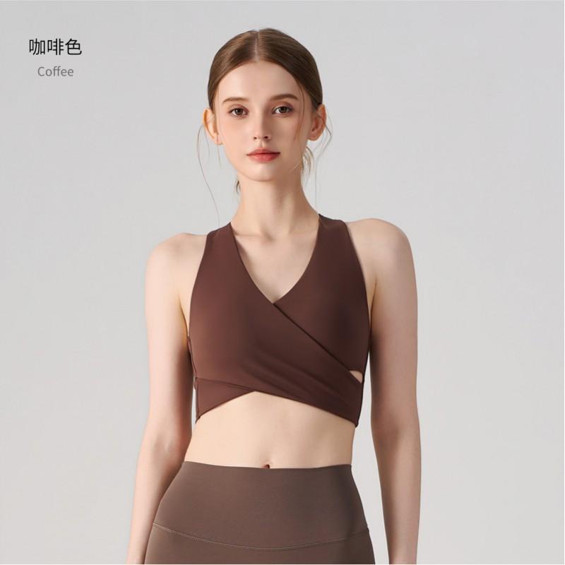 High Support Sports Bra Running Yoga Pilates Workout Women Seamless Cup Fixed Strap Athletic Tank Top