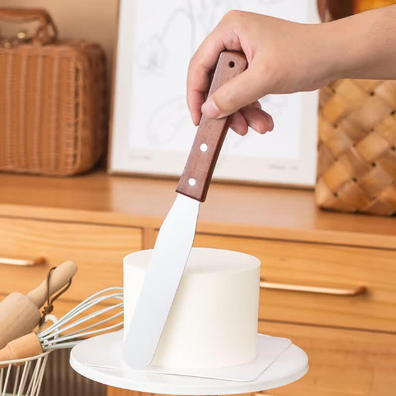 UOSO Wooden Handle Cranked Stainless Steel Baking Spatula