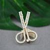Blucome Fashion Small Scissors Shape Brooches Crystal Pearl Corsage Suit Scarf Hat Pins for Women Kids Clothes Accessories Gifts