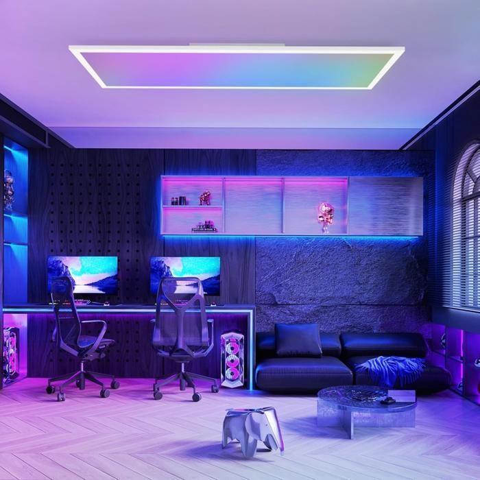 Plafonnier panneau LED - NETTLIFE - Nettlife LED 100x25 - 24W - RVB dimmable - 100x25x5 cm