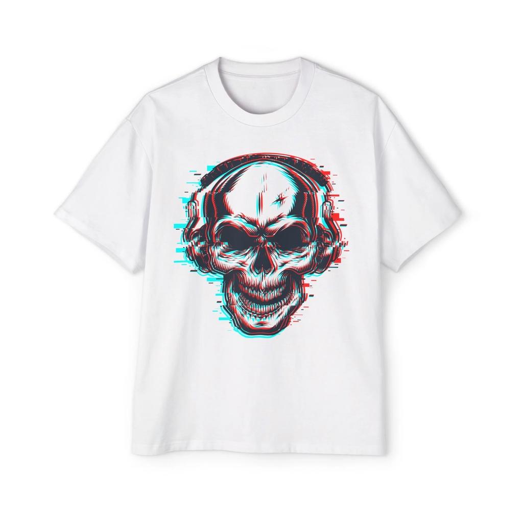 Skull with Headphones Tiktok style :: High quality Men's Heavy Oversized Tee