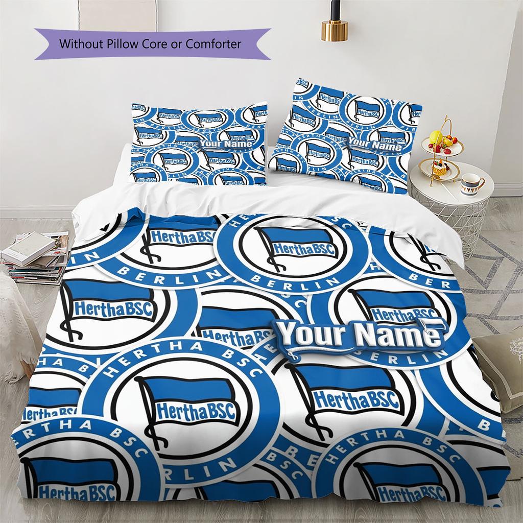 Hertha BSC Custom Name Pattern Bedding,Quilt Set Quilt Cover Pillowcase Home Birthday Gift(1 * Duvet Cover + 2 * Pillowcase, Without Core)