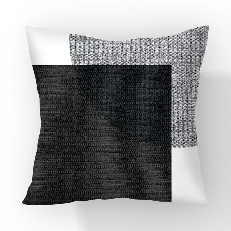 New Contrasting Color Pillow Geometric Pattern Stitching Black Pillow Case Living Room Sofa Cushion Car Pillow Case
