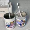 Harada Osamu Children's Cute Cartoon Toothbrush Holder Set - Stainless Steel, Creative Couple Rinsing Cups