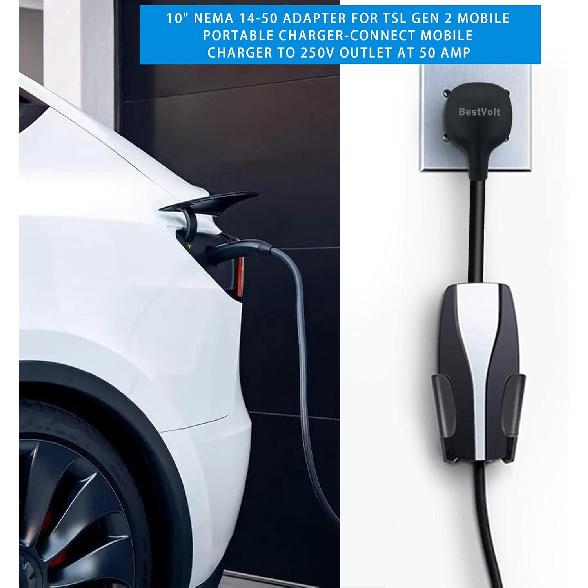Premium Adapter For Tesla Gen 2 Mobile Charger | Connect To 240V Outlet | 32 Amp Charging | 10 Inch Length (NEMA 14-50)