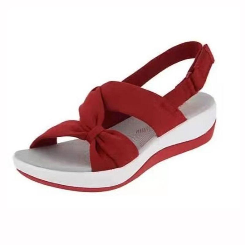 Summer Wedge Heel Bohemian Velcro Fish Mouth Muffin Cross Kink Women's Sandals