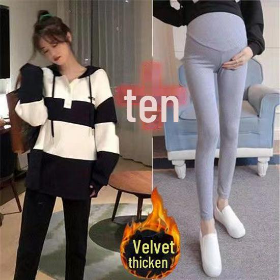 Stylish Cotton Maternity Suit: Belly-Concealing Hooded Pullover with Contrasting Colors