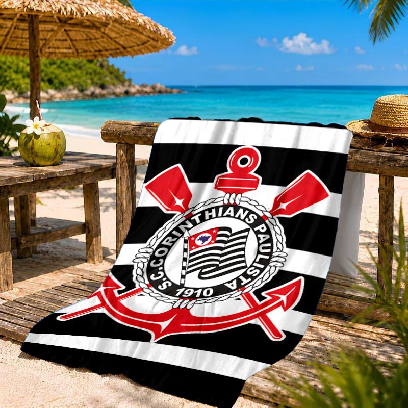 Sport Club Football Crest Printed Microfiber Beach Towel, Soft And Absorbent, Quick-Dry, Ideal for Summer Travel, Beach Essential, Swimming Pool